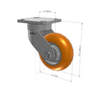 5"x2" Ergonomic Caster – USA Kingpinless Rig, MAX-Efficiency Orange Poly Wheel
