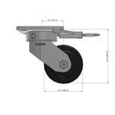 4"x2" Ergonomic Caster – USA Kingpinless Rig, Trionix Steel Replacement Wheel, Swivel Lock