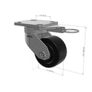 4"x2" Ergonomic Caster – USA Kingpinless Rig, Trionix Steel Replacement Wheel, Swivel Lock