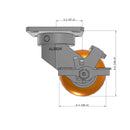 4"x2" Ergonomic Caster – USA Kingpinless Rig, MAX-Efficiency Orange Poly Wheel, Side Brake