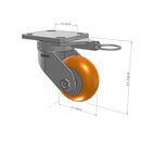 4"x2" Ergonomic Caster – USA Kingpinless Rig, MAX-Efficiency Orange Poly Wheel, Swivel Lock