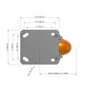 4"x2" Ergonomic Caster – USA Kingpinless Rig, MAX-Efficiency Orange Poly Wheel