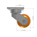 4"x2" Ergonomic Caster – USA Kingpinless Rig, MAX-Efficiency Orange Poly Wheel