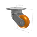 4"x2" Ergonomic Caster – USA Kingpinless Rig, MAX-Efficiency Orange Poly Wheel