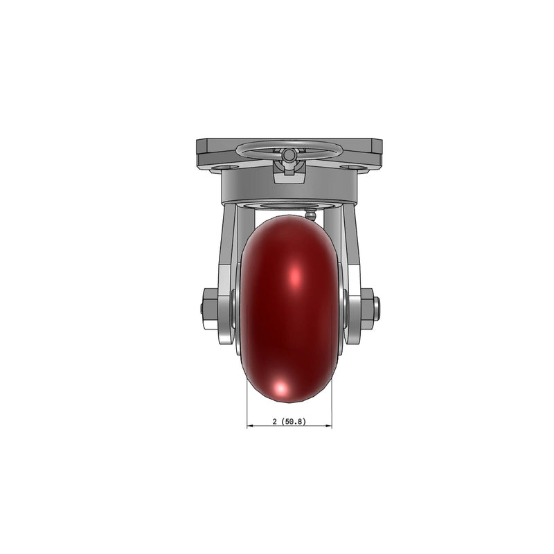 4"x2" Ergonomic Caster – USA Kingpinless Rig, MAX-Efficiency Maroon Poly Wheel, Swivel Lock