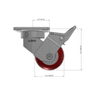 4"x2" Ergonomic Caster – USA Kingpinless Rig, MAX-Efficiency Maroon Poly Wheel, Face Brake