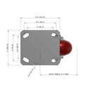 4"x2" Ergonomic Caster – USA Kingpinless Rig, MAX-Efficiency Maroon Poly Wheel