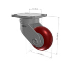 4"x2" Ergonomic Caster – USA Kingpinless Rig, MAX-Efficiency Maroon Poly Wheel