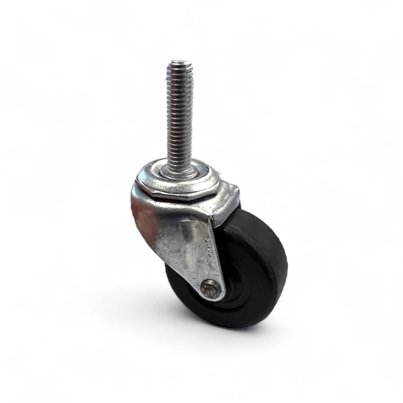 USA 2" Hard Rubber Wheel Swivel Casters with 3/8"-16 x 1-1/2" Threaded Stem