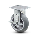 6"x2" Thermo-Rubber (Donut) Delrin Bearing Rigid Side-Lock Caster with 4"x4.5" Plate