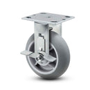 6"x2" Thermo-Rubber (Donut) Roller Bearing Rigid Side-Lock Caster with 4"x4.5" Plate