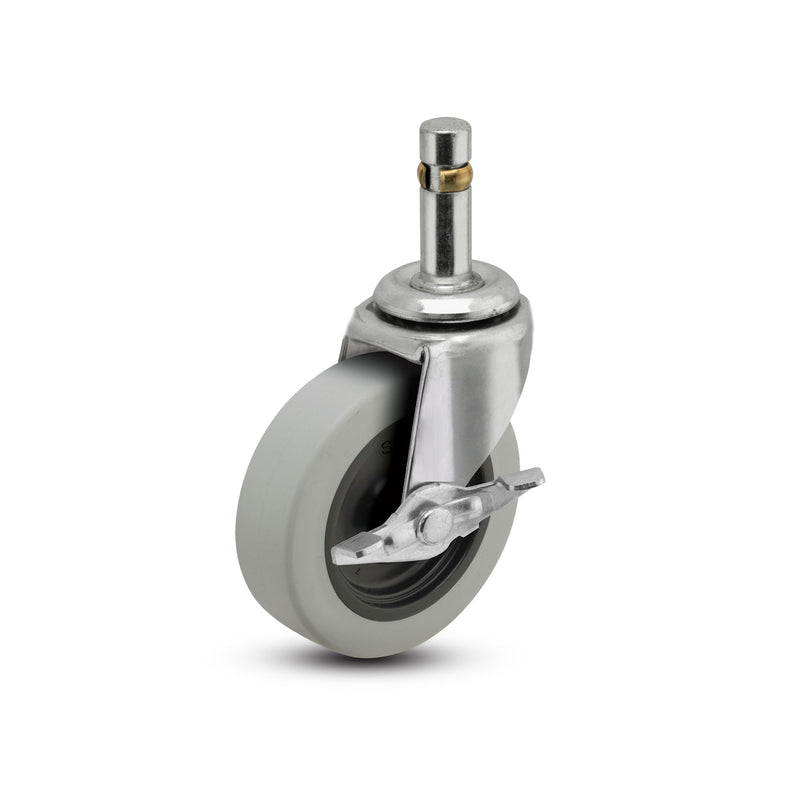 USA 2"x0.8125" TPR Wheel Side-Lock Caster with 7/16"x1-3/8" Brass Band