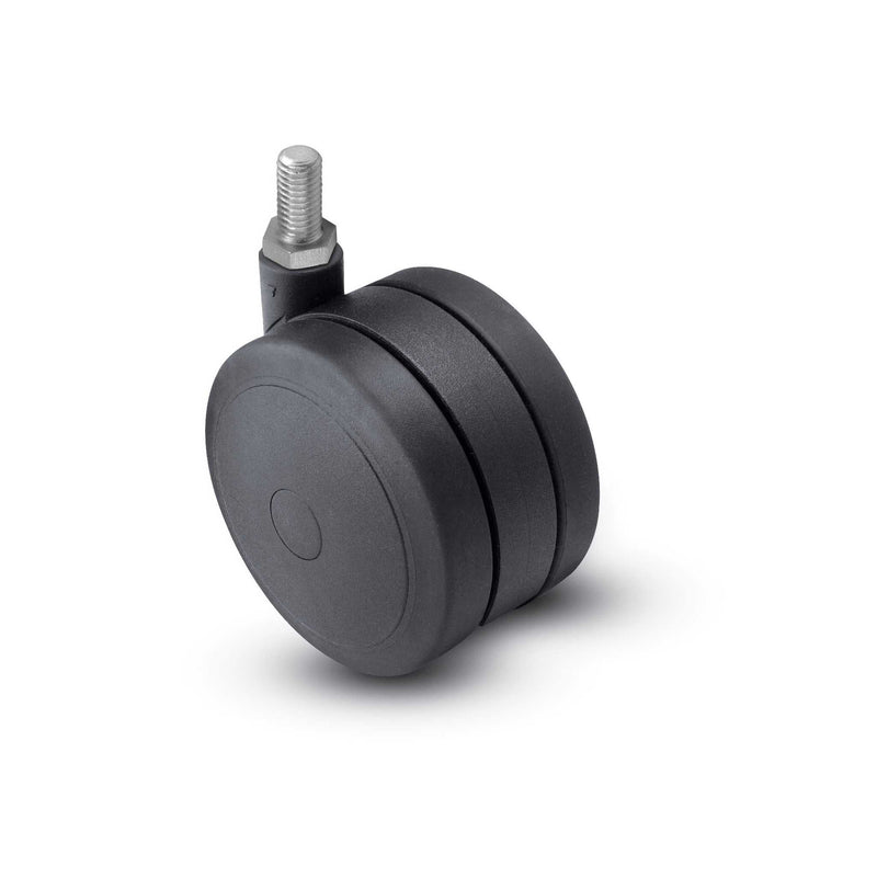 125mm High-Load Floor-Protective Black Twin Wheel with 1/2"x1.5" Thread