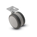125mm High-Load Floor-Protective Grey Twin Wheel with 2.625"x3.75" Plate
