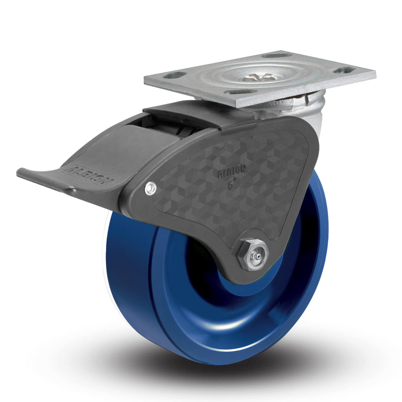 5"x2" USA-Rig Top Total Lock Caster with Solid Blue Polyurethane Wheel