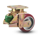 Shock-Absorbing 8"x2" MAX-Efficiency Maroon Poly-Spring Caster with 4"x4.5" Plate