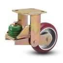Shock-Absorbing 8"x2" MAX-Efficiency Maroon Rigid Poly-Spring Caster with 4"x4.5" Plate
