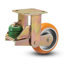 Shock-Absorbing 8"x2" MAX-Efficiency Orange Rigid Poly-Spring Caster with 4"x4.5" Plate