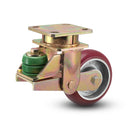 Shock-Absorbing 5"x2" MAX-Efficiency Maroon Poly-Spring Caster with 4"x4.5" Plate