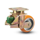 Shock-Absorbing 5"x2" MAX-Efficiency Orange Poly-Spring Caster with 4"x4.5" Plate
