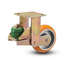Shock-Absorbing 5"x2" MAX-Efficiency Orange Rigid Poly-Spring Caster with 4"x4.5" Plate