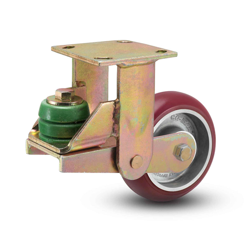 Shock-Absorbing 6"x2" MAX-Efficiency Maroon Rigid Poly-Spring Caster with 4"x4.5" Plate