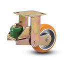 Shock-Absorbing 6"x2" MAX-Efficiency Orange Rigid Poly-Spring Caster with 4"x4.5" Plate