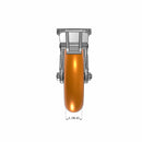 8"x2" Ergonomic Caster 9.5 OAH – USA Kingpinless Rig, MAX-Efficiency Orange Poly Wheel, Face Brake, Swivel Lock