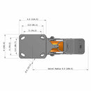 8"x2" Ergonomic Caster 9.5 OAH – USA Kingpinless Rig, MAX-Efficiency Orange Poly Wheel, Face Brake, Swivel Lock