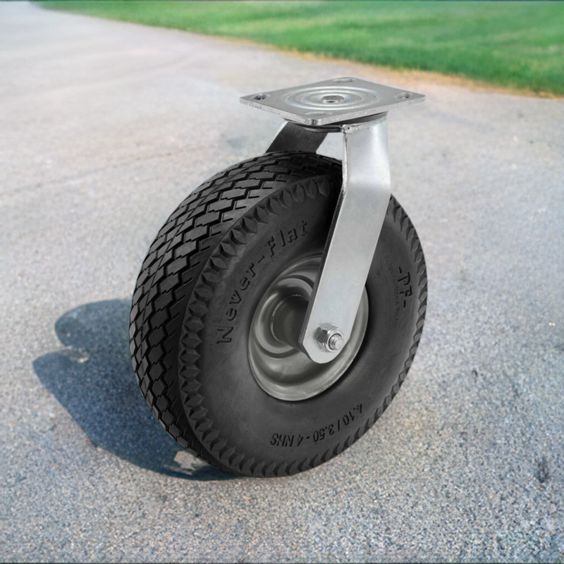 8" Swivel Caster with Never-Flat Polyurethane Foam Wheel and 4"x4.5" Plate