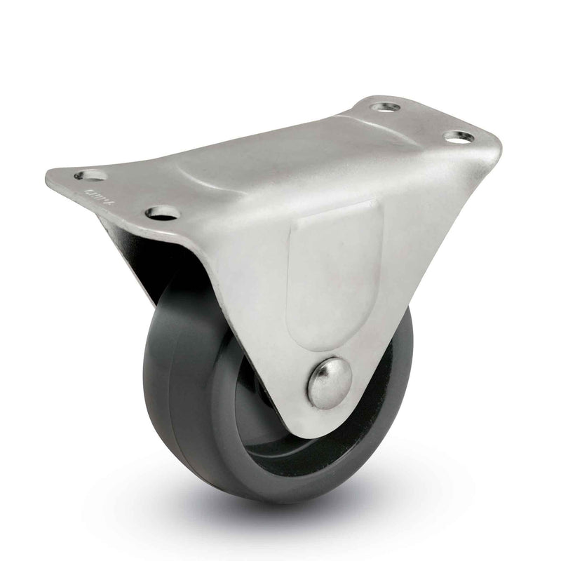 Main view of a Faultless Casters 2" x 1" wide wheel Rigid caster with 1-1/2" x 2-21/32" top plate, without a brake, Polypropylene wheel and 150 lb. capacity part