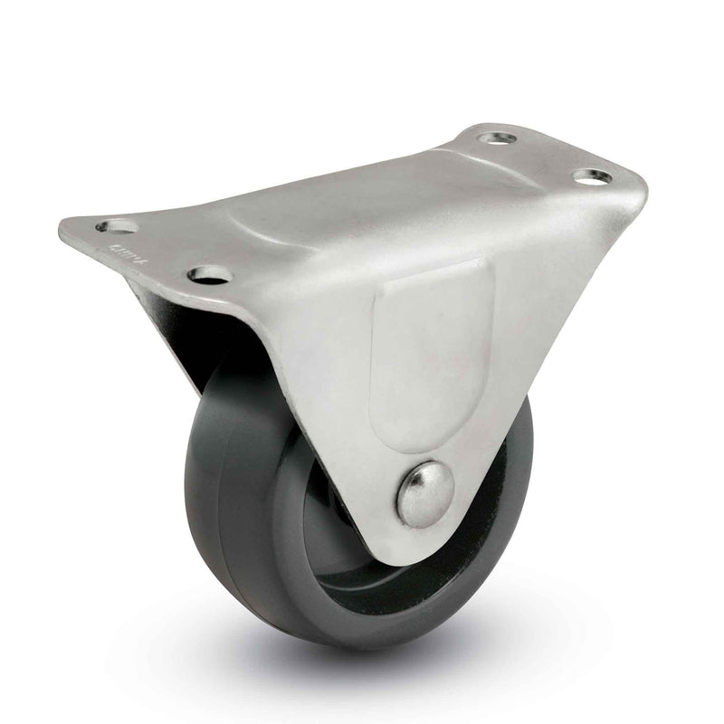 Main view of a Faultless Casters 3" x 1.25" wide wheel Rigid caster with 2-1/2" x 4-15/16" top plate, without a brake, Polypropylene wheel and 270 lb. capacity part