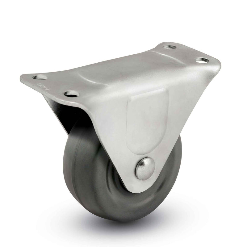 Main view of a Faultless Casters 3" x 1.25" wide wheel Rigid caster with 2-1/2" x 4-15/16" top plate, without a brake, Soft Rubber wheel and 175 lb. capacity part