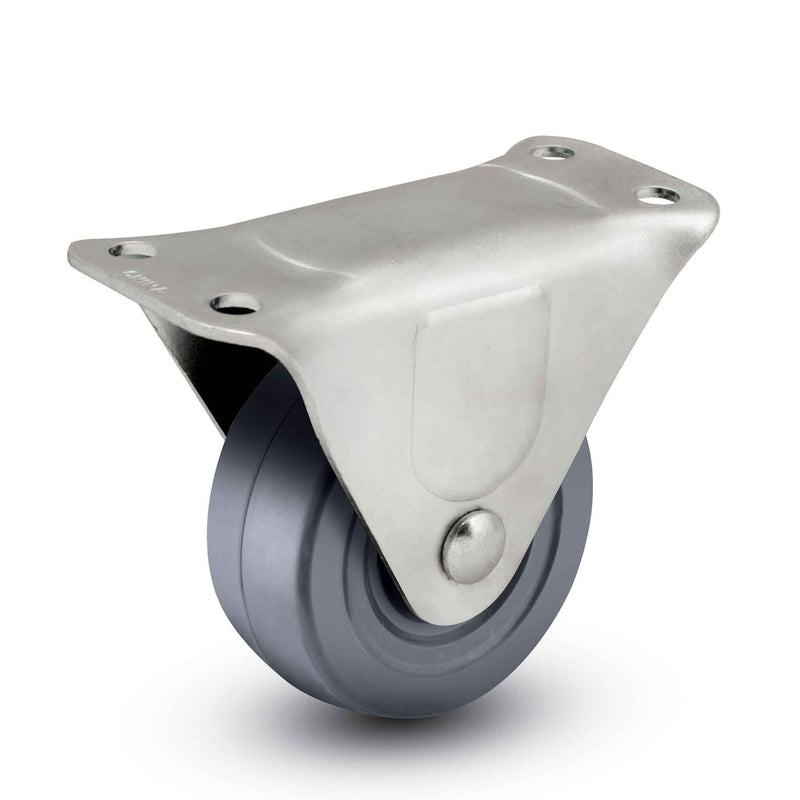 Main view of a Faultless Casters 4" x 1.3125" wide wheel Rigid caster with 3-1/8" x 6-1/4" top plate, without a brake, Hard Rubber wheel and 350 lb. capacity part