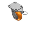 Kingpinless 4"x2" MAX-Efficiency Orange Caster with 4"x4.5" Plate & Swivel Lock