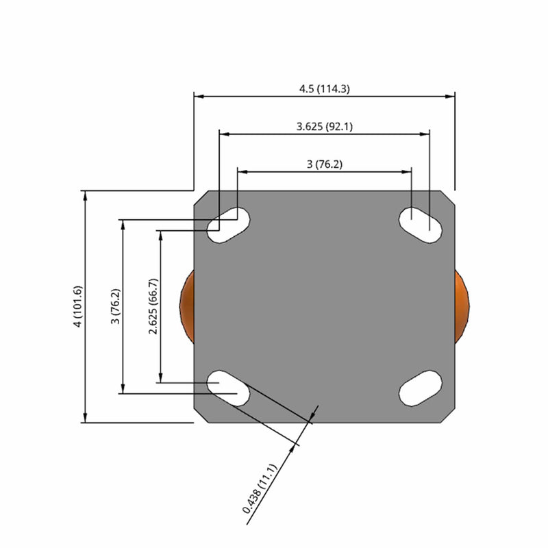 5"x2" Kingpinless Rigid Caster with MAX-Efficiency Orange Wheel