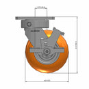 5"x2" Kingpinless Side Locking Caster with MAX-Efficiency Orange Wheel