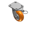 Kingpinless 5"x2" MAX-Efficiency Orange Caster with 4"x4.5" Plate & Swivel Lock