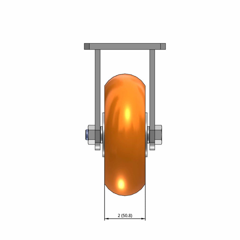 6"x2" Kingpinless Rigid Caster with MAX-Efficiency Orange Wheel