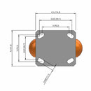 6"x2" Kingpinless Rigid Caster with MAX-Efficiency Orange Wheel