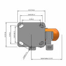 6"x2" Kingpinless Side Locking Caster with MAX-Efficiency Orange Wheel