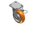 Kingpinless 6"x2" MAX-Efficiency Orange Caster with 4"x4.5" Plate & Swivel Lock
