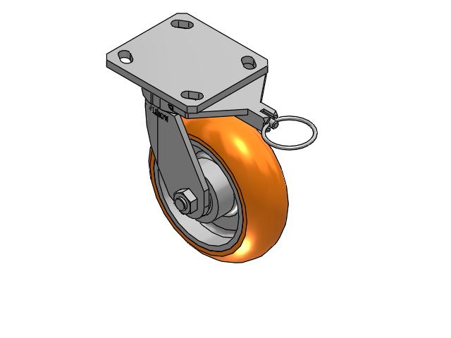 Kingpinless 6"x2" MAX-Efficiency Orange Caster with 4"x4.5" Plate & Swivel Lock