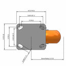 6"x2" Kingpinless Swivel Caster with MAX-Efficiency Orange Wheel