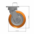 6"x2" Kingpinless Swivel Caster with MAX-Efficiency Orange Wheel