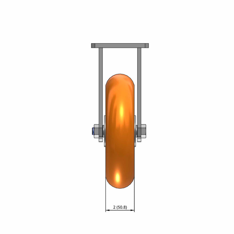 8"x2" Kingpinless Rigid Caster with MAX-Efficiency Orange Wheel