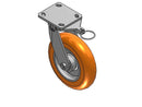 Kingpinless 8"x2" MAX-Efficiency Orange Caster with 4"x4.5" Plate & Swivel Lock