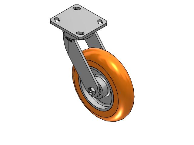 Ext. Lead Kingpinless 8"x2" MAX-Efficiency Orange Caster with 4"x4.5" Plate