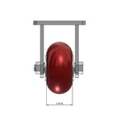 Top dimensioned CAD view of an Albion Casters 4" x 2" wide wheel Rigid caster with 4" x 4-1/2" top plate, without a brake, AX - Round Polyurethane (Aluminum Core) wheel and 700 lb. capacity part