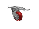 Kingpinless 4"x2" MAX-Efficiency Maroon Caster with 4"x4.5" Plate & Swivel Lock